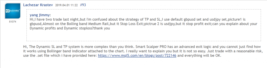 Smart Scalper PRO Robot feedback