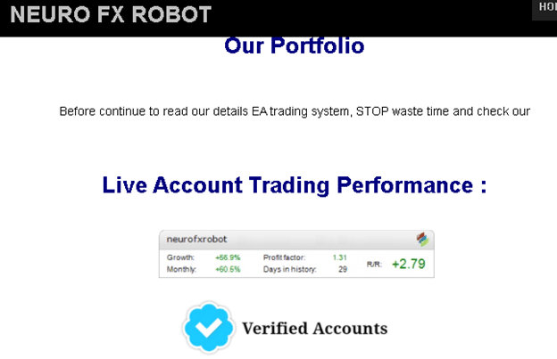 Neuro FX Robot Trading Results