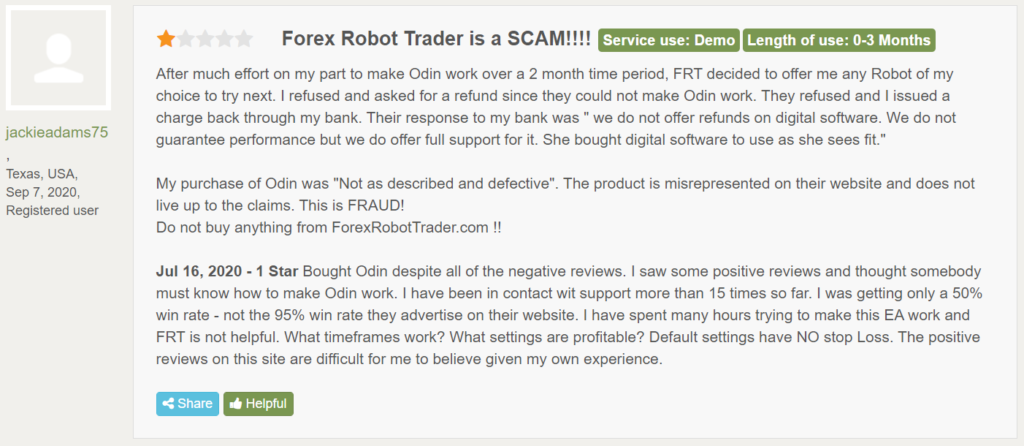 Odin Forex Robot customer reviews