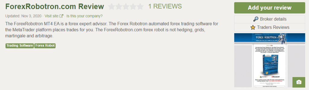 Forex Robotron customer reviews