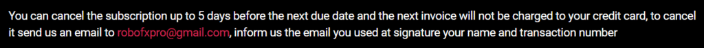 Robocopy FX. We can cancel the subscription only if we write a letter five days ahead of the invoice day.