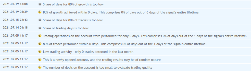 Top Scalper. The system received many warnings from the MQL5 bot
