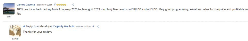 User review for Silent Master on MQL5.