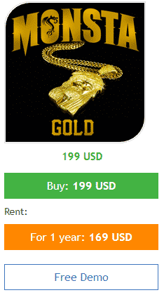 Monsta Gold’s pricing plans. 
