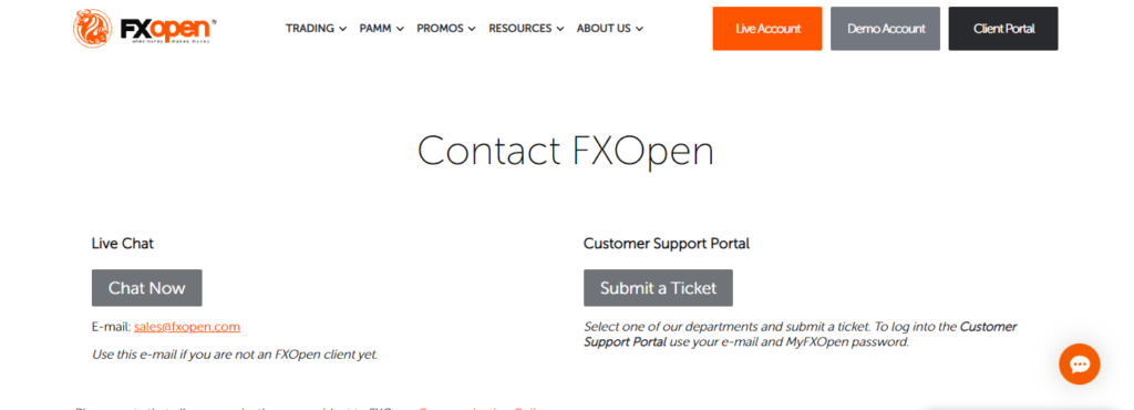 FxOpen - Customer service