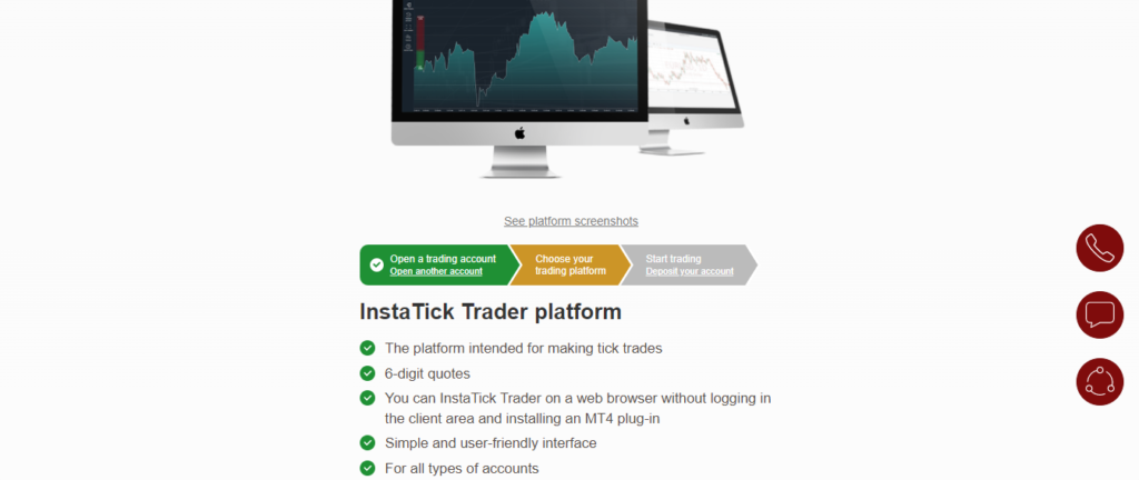 InstaForex InstaTick Trader platform