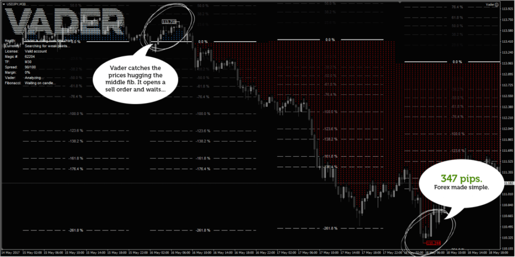 An example of trading performance of th robot.