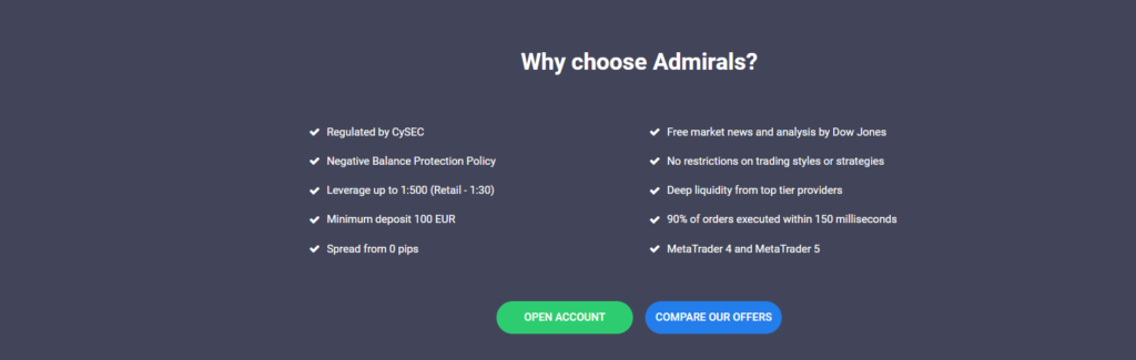 Admiral Markets - Range of markets