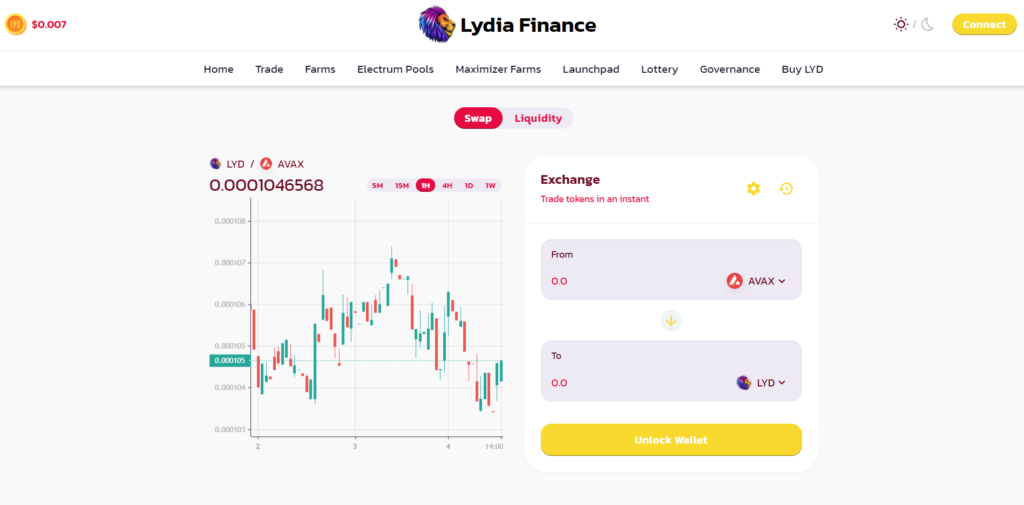 Lydia Finance Decentralized Exchange