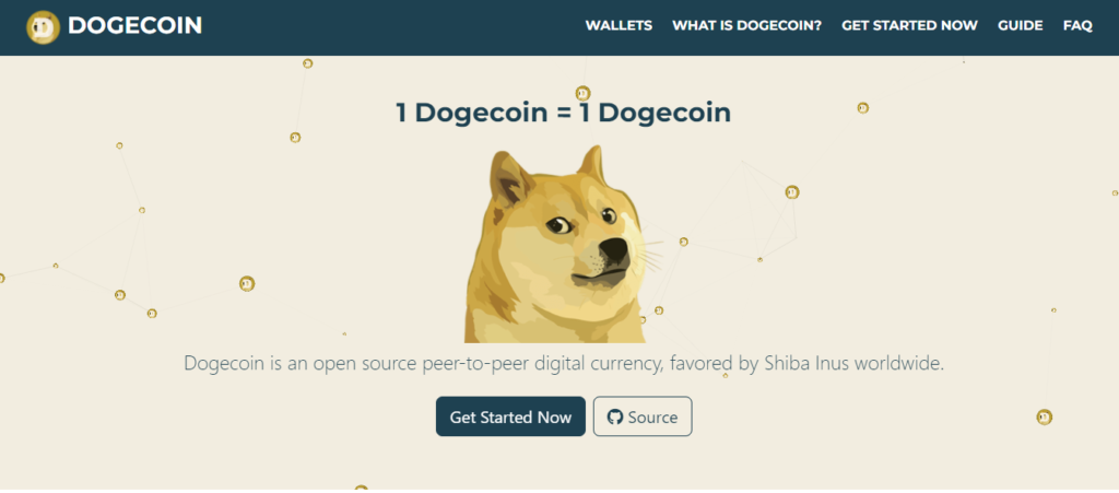 The Dogecoin official website.