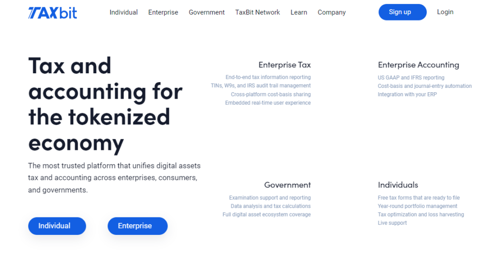  Taxbit home page