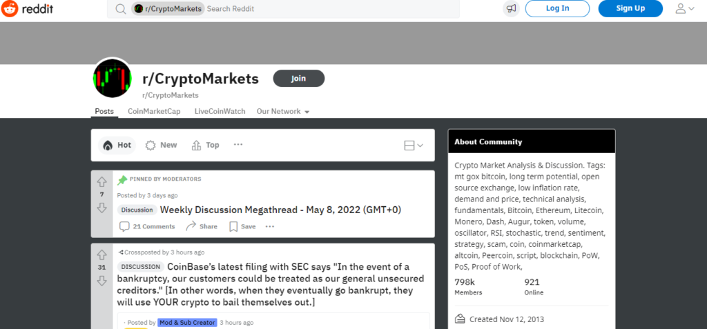 r/CRYPTOMARKETS start page