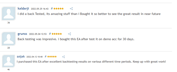 Positive customer feedback on MQL5. 