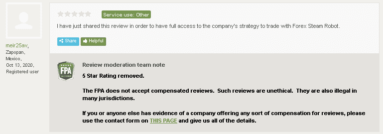 Fake customer review.
