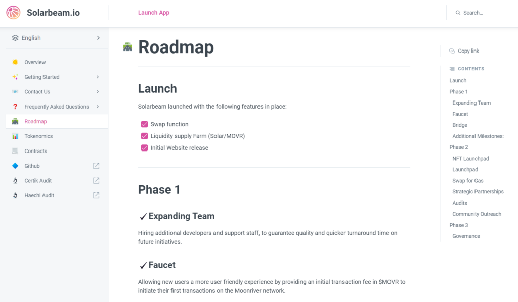 The Solarbeam DEX roadmap