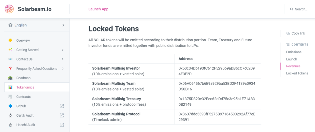 The SOLAR coin tokenomics