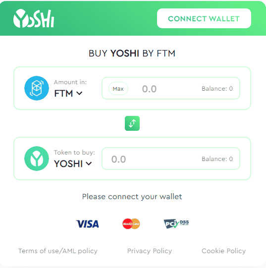 Swap token on Yoshi.